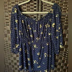 Off the Shoulder sheer top with bell sleeves.